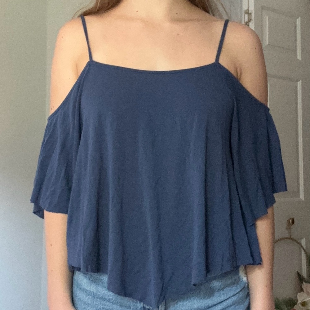American Eagle navy cold shoulder top